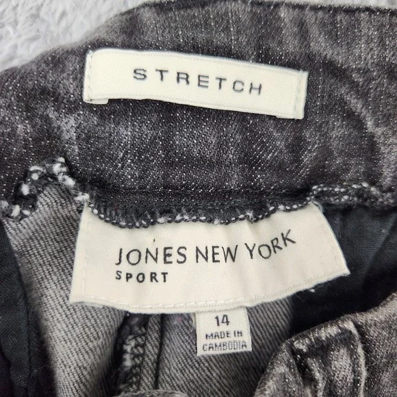 Jones New York Pants Womens 14 Gray Sport Stretch Wide Leg Acid Wash Denim - Picture 3 of 13